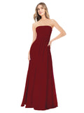 Burgundy A-Line Strapless Sleeveless Long Bridesmaid Dress Ciel