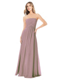 Dusty Rose A-Line Strapless Sleeveless Long Bridesmaid Dress Ciel