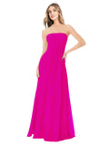 Fuchsia A-Line Strapless Sleeveless Long Bridesmaid Dress Ciel