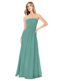 Icelandic Silver A-Line Strapless Sleeveless Long Bridesmaid Dress Ciel