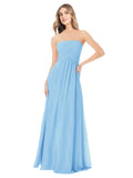 Periwinkle A-Line Strapless Sleeveless Long Bridesmaid Dress Ciel