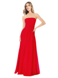 Red A-Line Strapless Sleeveless Long Bridesmaid Dress Ciel