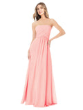 Salmon A-Line Strapless Sleeveless Long Bridesmaid Dress Ciel