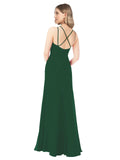 Dark Green A-Line Sweetheart, V-Neck Sleeveless Long Bridesmaid Dress Darlene