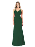 Dark Green A-Line Sweetheart, V-Neck Sleeveless Long Bridesmaid Dress Darlene