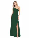 Dark Green A-Line One Shoulder Sleeveless Long Bridesmaid Dress Doris