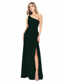 Ever Green A-Line One Shoulder Sleeveless Long Bridesmaid Dress Doris