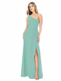 Jade A-Line One Shoulder Sleeveless Long Bridesmaid Dress Doris