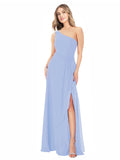 Lavender A-Line One Shoulder Sleeveless Long Bridesmaid Dress Doris