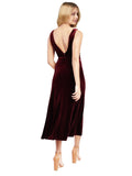 Burgundy A-Line V-Neck Short Sleeveless Stretch Velvet Bridesmaid Dress Albany