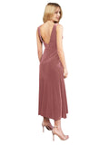 Cinnamon Rose A-Line V-Neck Short Sleeveless Stretch Velvet Bridesmaid Dress Albany