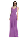 Long A-Line V-Neck Sleeveless Dahlia Chiffon Bridesmaid Dress Ezra