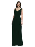 Long A-Line V-Neck Sleeveless Ever Green Chiffon Bridesmaid Dress Ezra