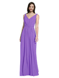 Long A-Line V-Neck Sleeveless Tahiti Chiffon Bridesmaid Dress Ezra