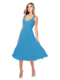 RightBrides Rodney Peacock Blue A-Line Sweetheart Sleeveless Short Bridesmaid Dress