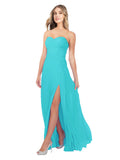 Aqua A-Line Strapless Sweetheart Sleeveless Long Bridesmaid Dress Fulton