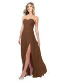 Brown A-Line Strapless Sweetheart Sleeveless Long Bridesmaid Dress Fulton