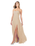 Champagne A-Line Strapless Sweetheart Sleeveless Long Bridesmaid Dress Fulton