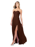 Chocolate A-Line Strapless Sweetheart Sleeveless Long Bridesmaid Dress Fulton