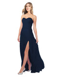 Dark Navy A-Line Strapless Sweetheart Sleeveless Long Bridesmaid Dress Fulton