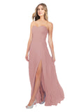 Dusty Pink A-Line Strapless Sweetheart Sleeveless Long Bridesmaid Dress Fulton