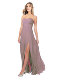 Dusty Rose A-Line Strapless Sweetheart Sleeveless Long Bridesmaid Dress Fulton