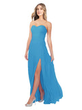 Peacock Blue A-Line Strapless Sweetheart Sleeveless Long Bridesmaid Dress Fulton