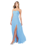 Periwinkle A-Line Strapless Sweetheart Sleeveless Long Bridesmaid Dress Fulton