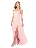 Pink A-Line Strapless Sweetheart Sleeveless Long Bridesmaid Dress Fulton