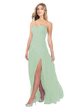 Sage A-Line Strapless Sweetheart Sleeveless Long Bridesmaid Dress Fulton