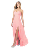 Salmon A-Line Strapless Sweetheart Sleeveless Long Bridesmaid Dress Fulton