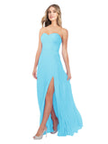 Sky Blue A-Line Strapless Sweetheart Sleeveless Long Bridesmaid Dress Fulton