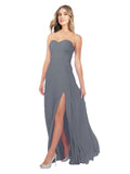 Slate Grey A-Line Strapless Sweetheart Sleeveless Long Bridesmaid Dress Fulton