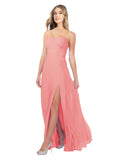 Watermelon A-Line Strapless Sweetheart Sleeveless Long Bridesmaid Dress Fulton