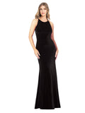 Black Sheath Jewel, Spaghetti Straps Long Sleeveless Stretch Velvet Bridesmaid Dress Yvonne