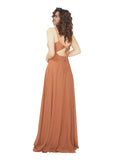 Rosewood A-Line V-Neck Sleeveless Spaghetti Straps Long Bridesmaid Dress Loretta