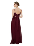 Burgundy Gold A-Line Scoop Sleeveless Long Bridesmaid Dress Jaylee