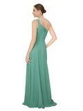 Icelandic Silver A-Line Strapless, One Shoulder Sleeveless Long Bridesmaid Dress Luisa