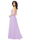 Lilac A-Line Sweetheart, Strapless Sleeveless Long Bridesmaid Dress Kristie