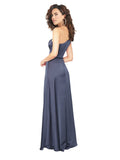 RightBrides Keneasha Dusk A-Line One Shoulder Sleeveless Long Silky Satin Bridesmaid Dress