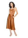 Orange A-Line Scoop Sleeveless Short Silky Satin Bridesmaid Dress Denisa