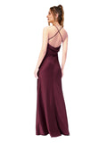 Red 121# Sheath V-Neck Sleeveless Long Silky Satin Bridesmaid Dress Lurenda