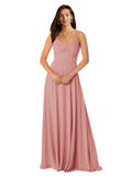 Bliss A-Line V-Neck Sleeveless Long Bridesmaid Dress Jaylin