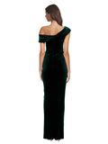 Long Stretch Velvet Sheath Sweetheart, Off the Shoulder Floor Length Sleeveless Dark Green Bridesmaid Dress Kornelia