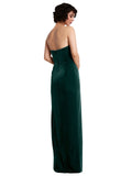 Dark Green Sheath Strapless Long Sleeveless Stretch Velvet Bridesmaid Dress Xena