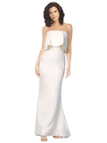 RightBrides Mark Long A-Line Strapless Floor Length Sleeveless Ivory Stretch Crepe Bridesmaid Dress