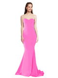 RightBrides Nana Long Mermaid Strapless Sweetheart Floor Length Sleeveless Fuchsia Stretch Crepe Bridesmaid Dress