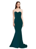 RightBrides Nana Long Mermaid Strapless Sweetheart Floor Length Sleeveless Midnight Green Stretch Crepe Bridesmaid Dress