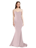 RightBrides Nana Long Mermaid Strapless Sweetheart Floor Length Sleeveless Primrose Stretch Crepe Bridesmaid Dress