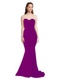 RightBrides Nana Long Mermaid Strapless Sweetheart Floor Length Sleeveless Wild Berry Stretch Crepe Bridesmaid Dress